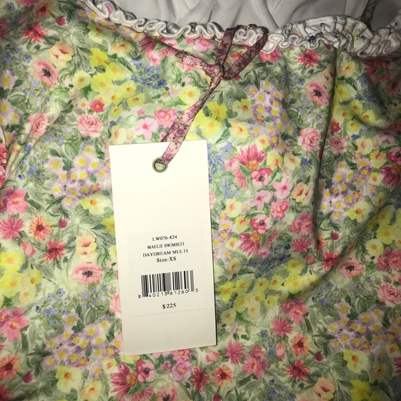 NWT LoveShackFancy Maelie Bow One-Piece Swimsuit in Daydream Multi - Picture 8 of 9